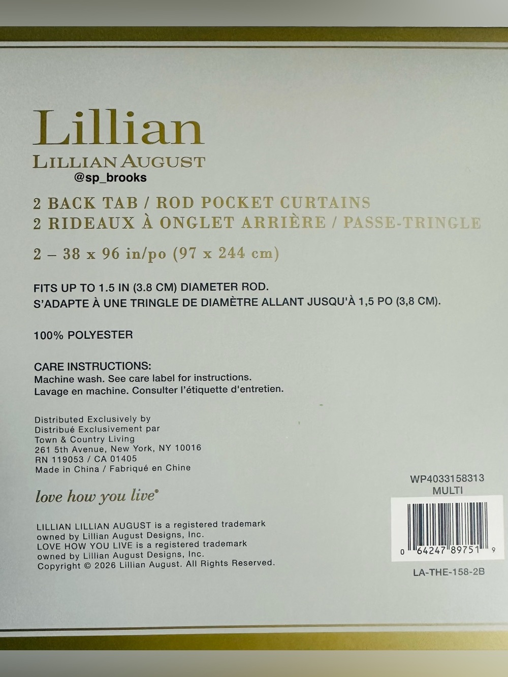🎁2PC Lillian August Back Tab Rod Pocket Curtains - 36” x 96” - Multi - Picture 2 of 12